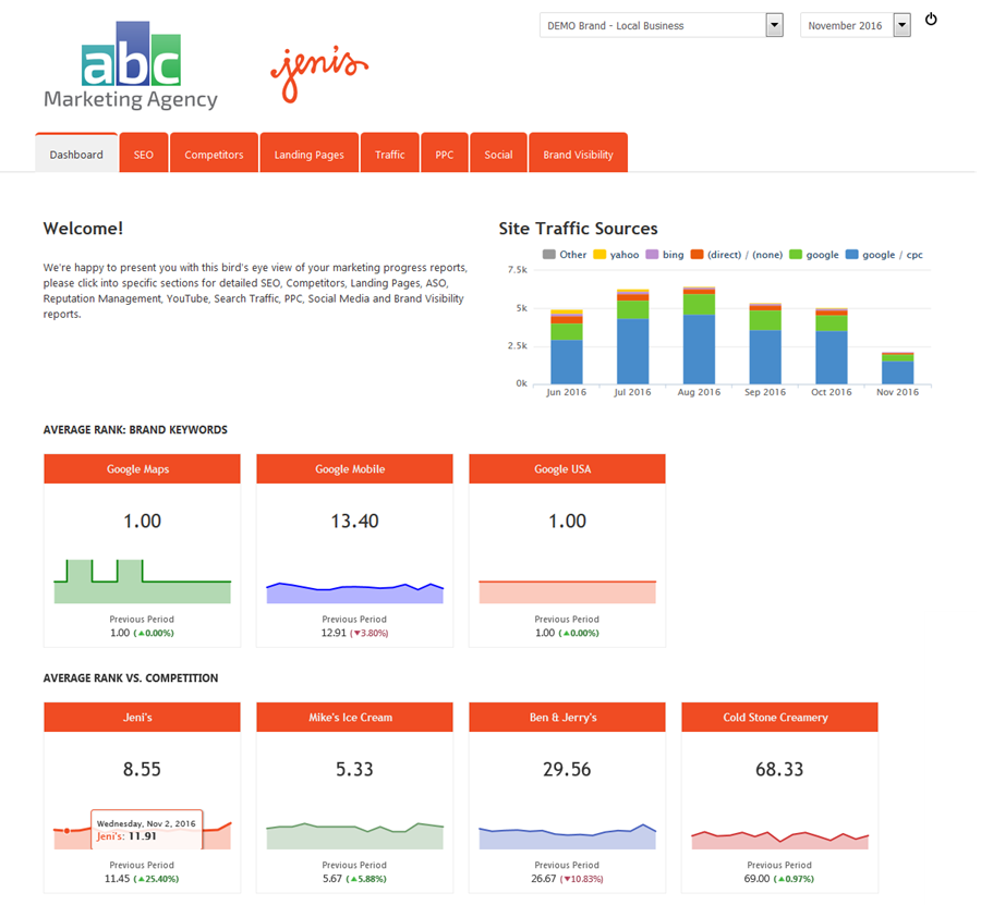 Marketing Dashboard Local Business Template