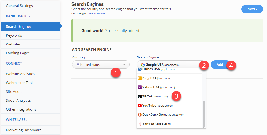 Add TikTok search engine